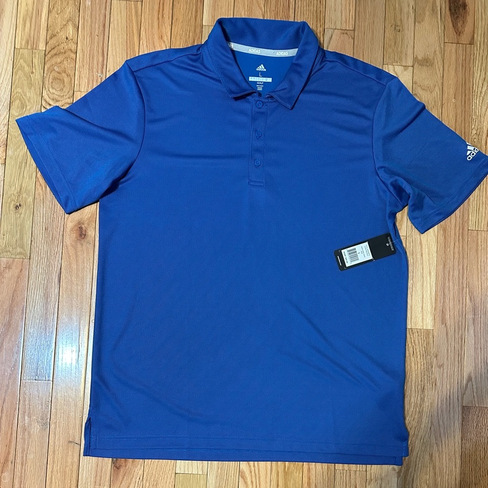 Adidas Golf Mens Large Tonal Check Polo Shirt Gray UPF50 NWT